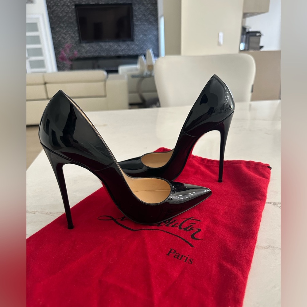 Christian Louboutin So Kate Patent leather red sole pump. 4 3/4”